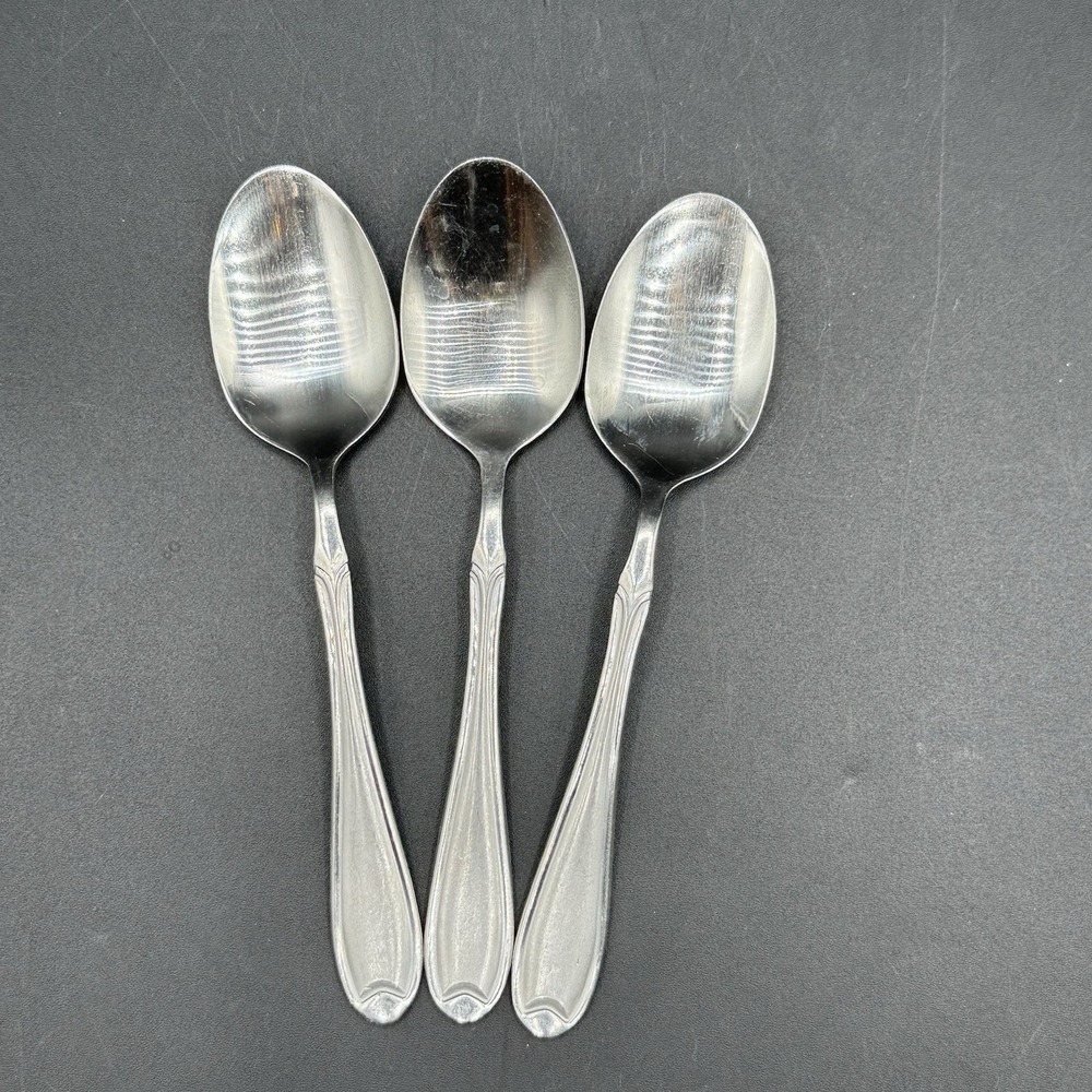 Pfaltzgraff Summerset Frost Stainless Flatware Set of 3 Oval Teaspoons